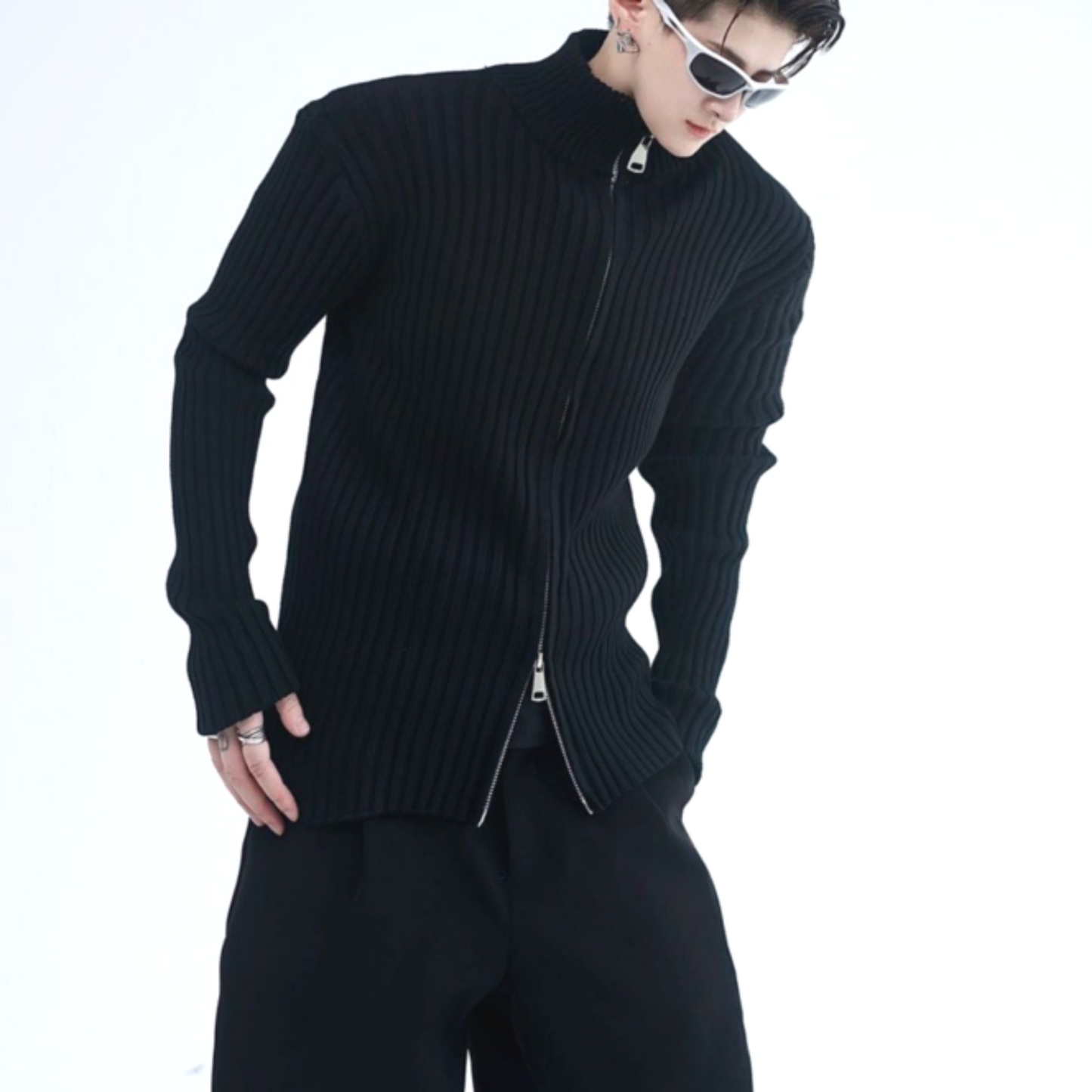 double zip turtleneck sweater EN293