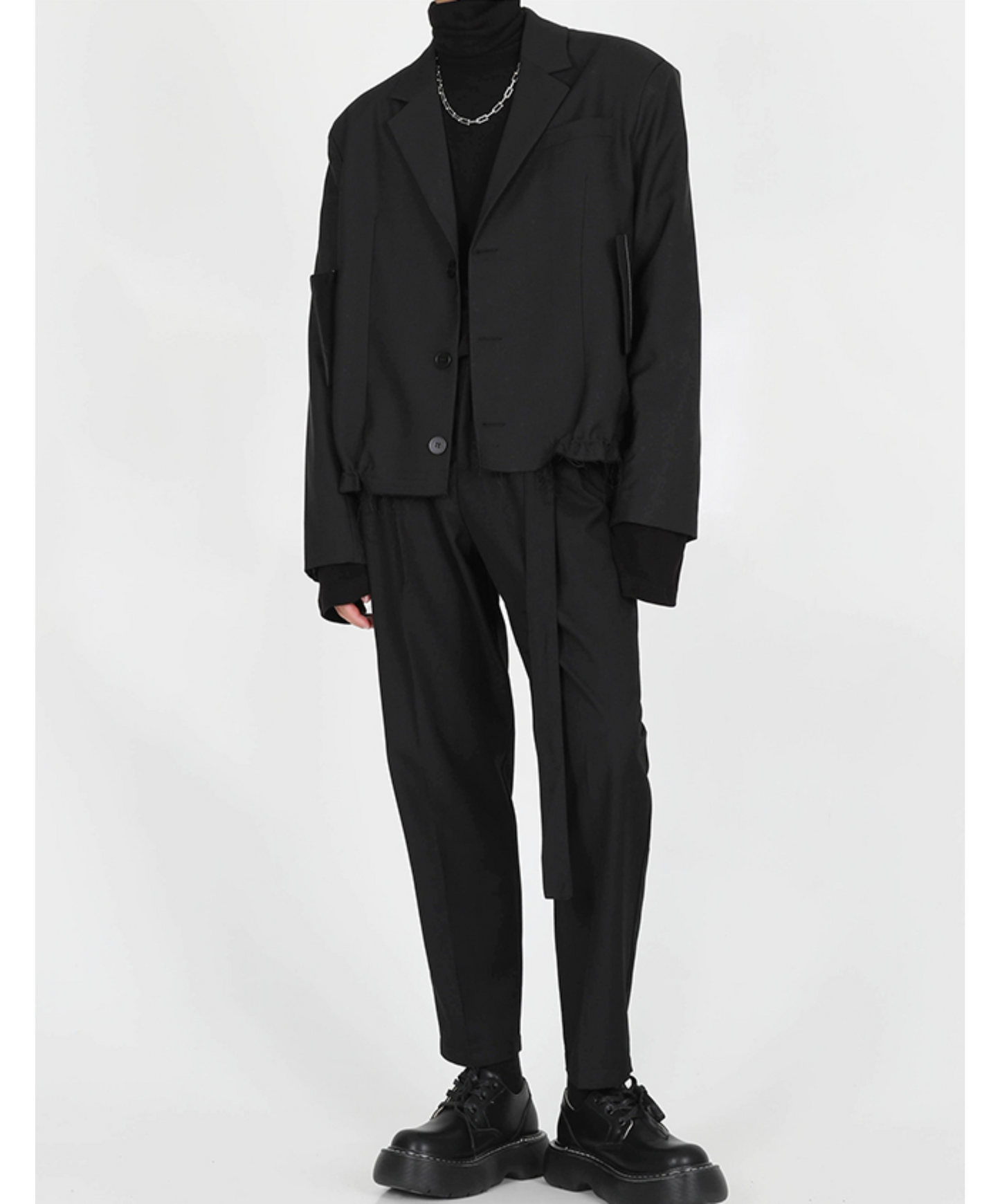 dark rough hem short jacket EN728