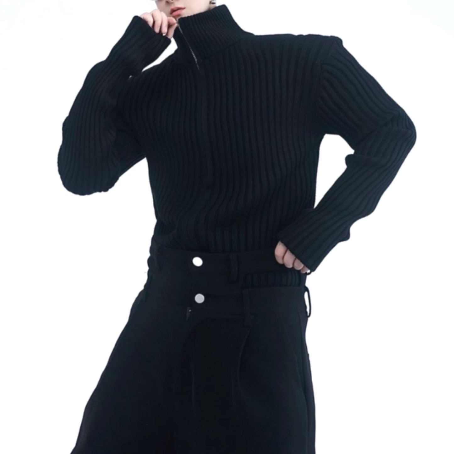 double zip turtleneck sweater EN293