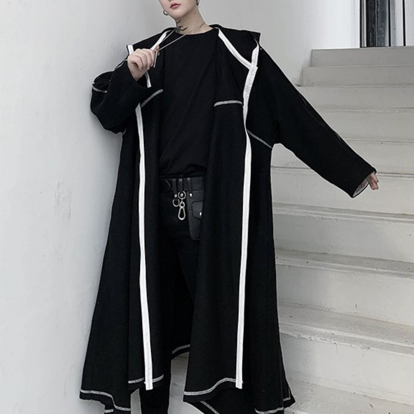 dark hooded coat EN217