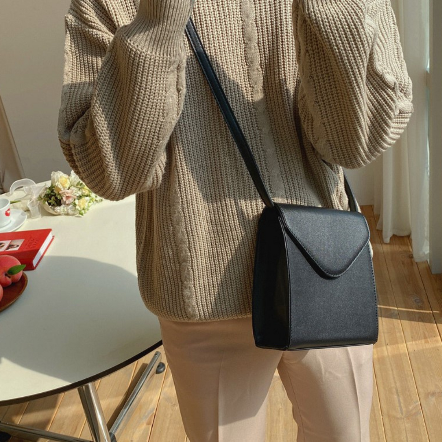 square shoulder leather bag EN200