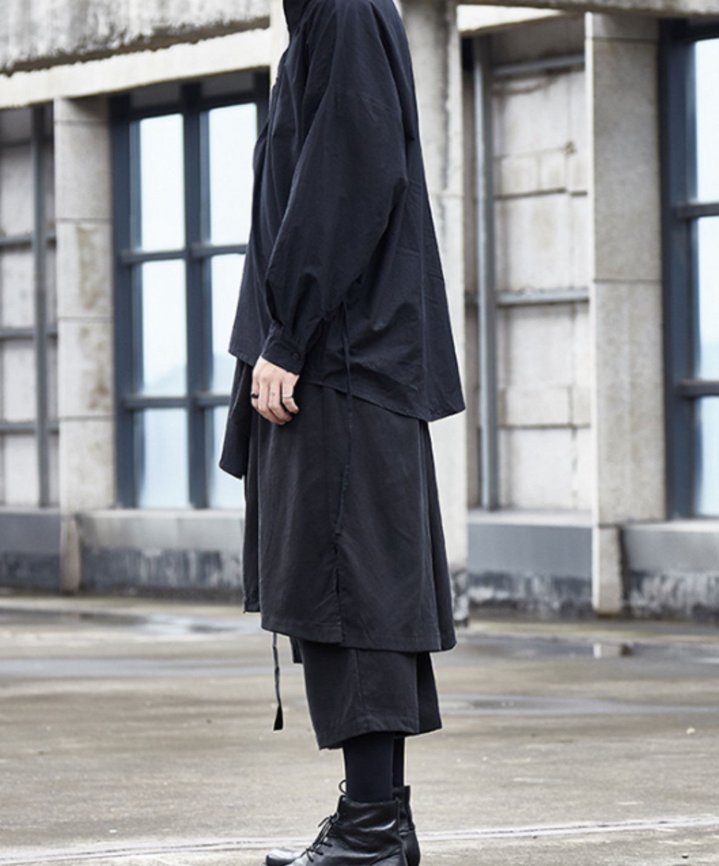 dark layered cropped wide pants EN537