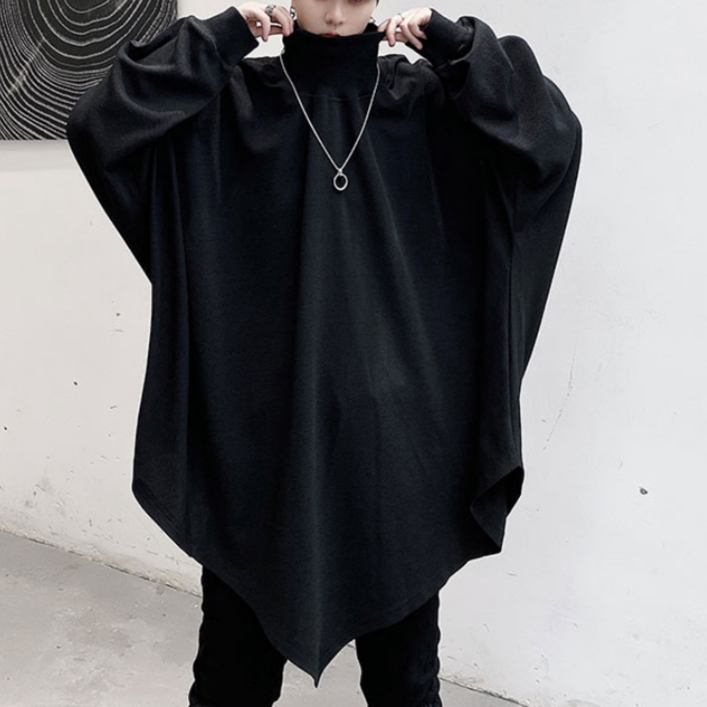 dark high neck cloak sweatshirts EN425
