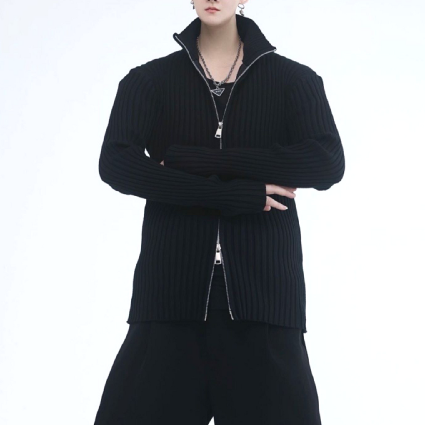 double zip turtleneck sweater EN293