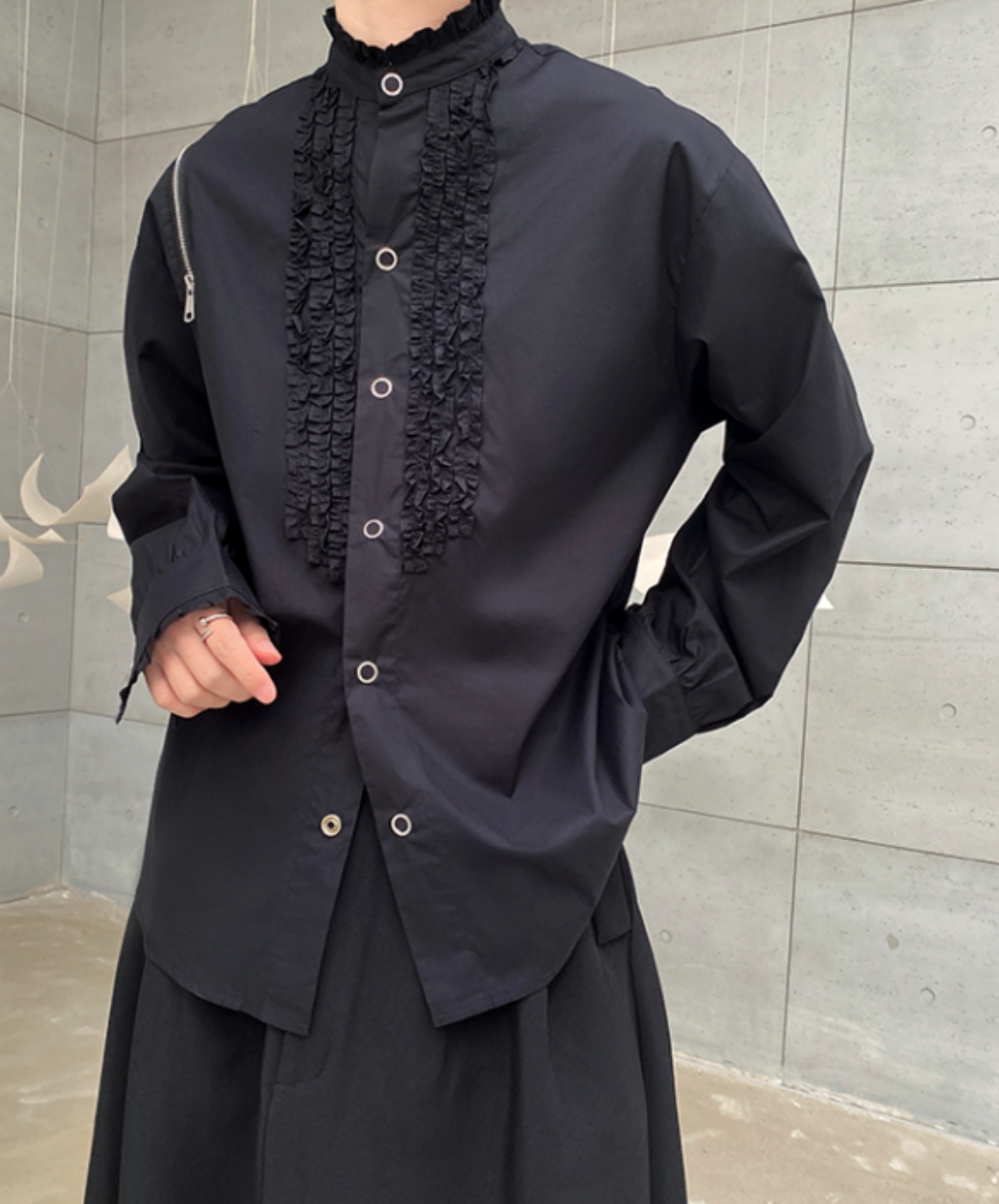 classical zip embellished shirt EN638