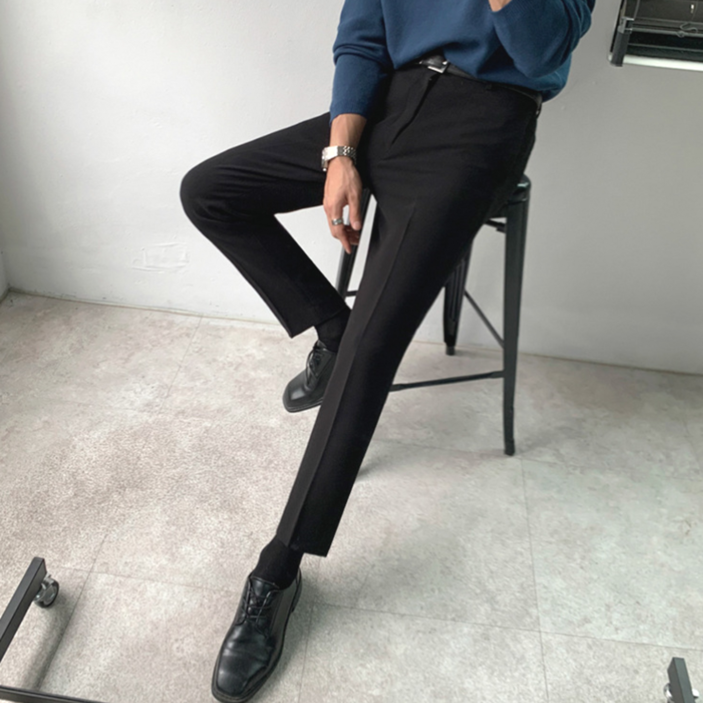 slim black slacks pants EN318