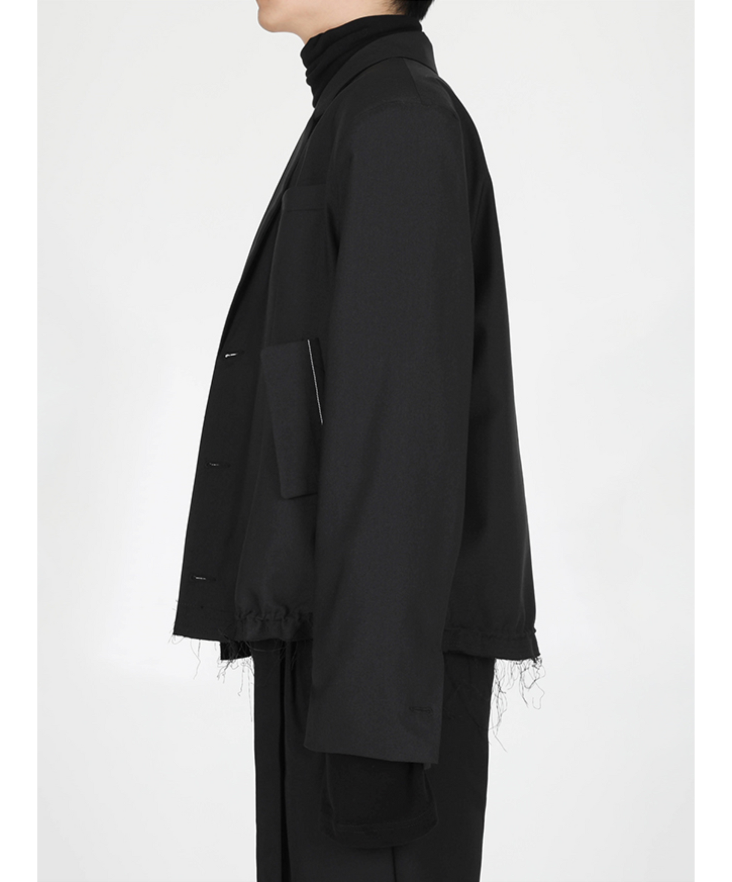 dark rough hem short jacket EN728