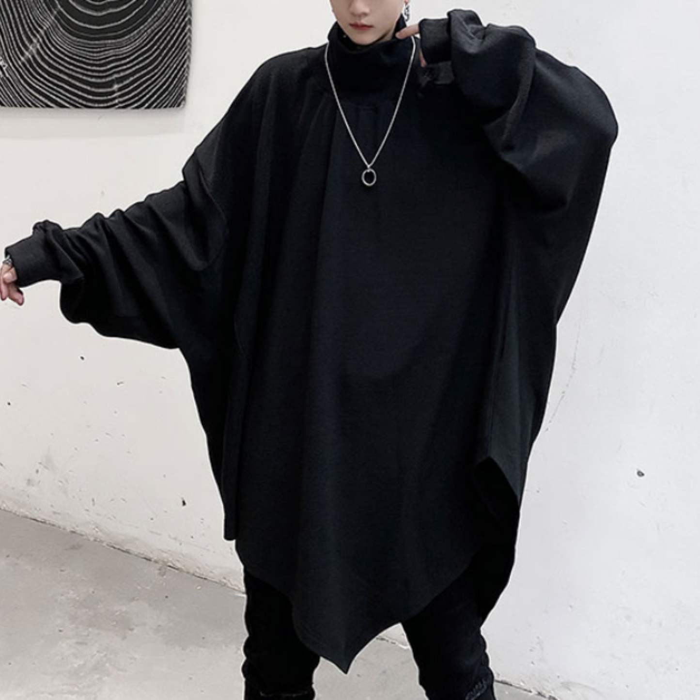 dark high neck cloak sweatshirts EN425