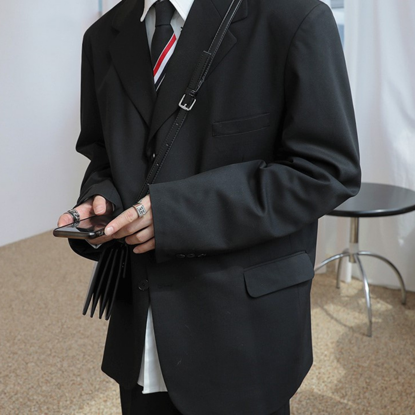 square shoulder leather bag EN199