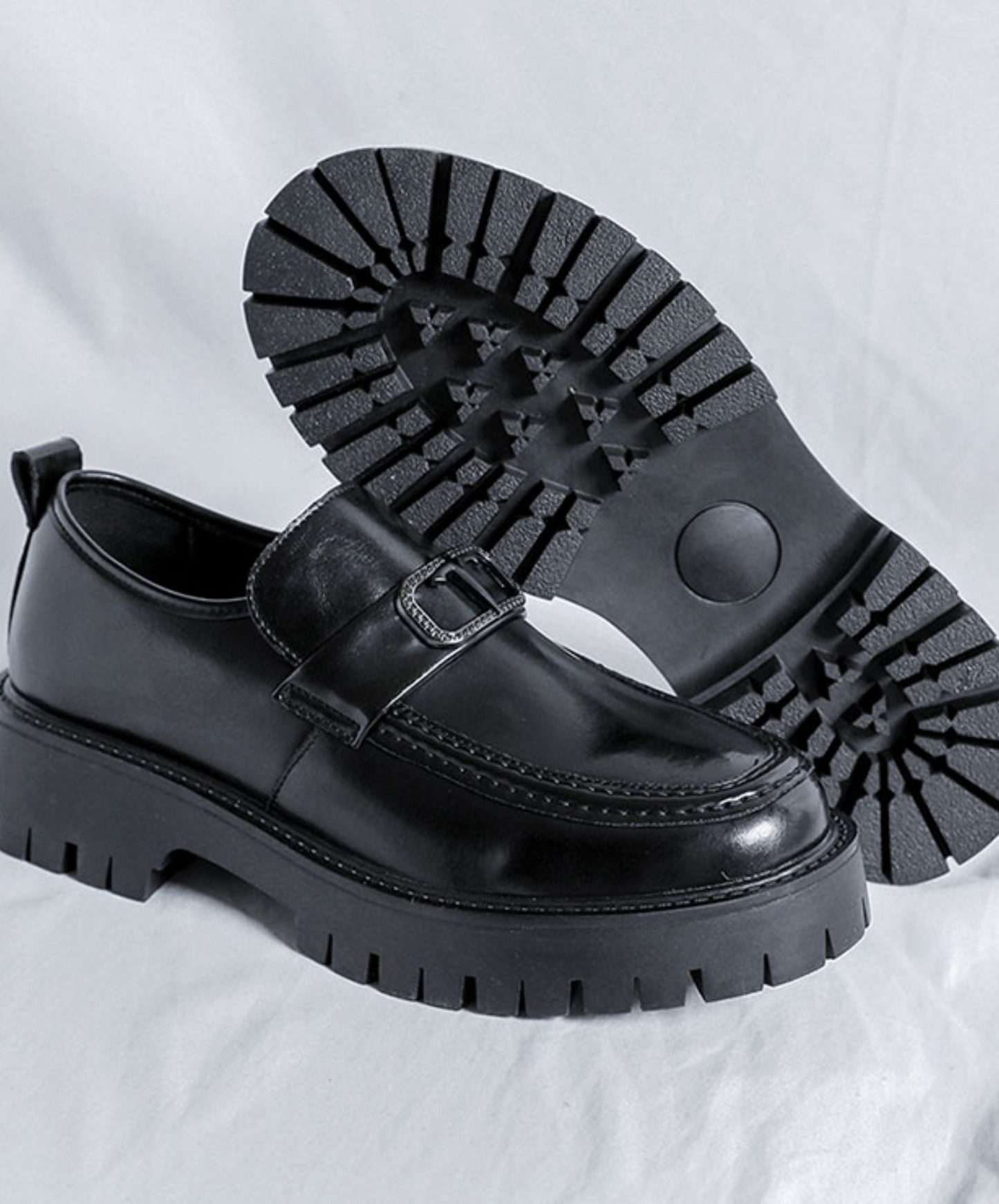 metal buckle embellished leather shoes EN688