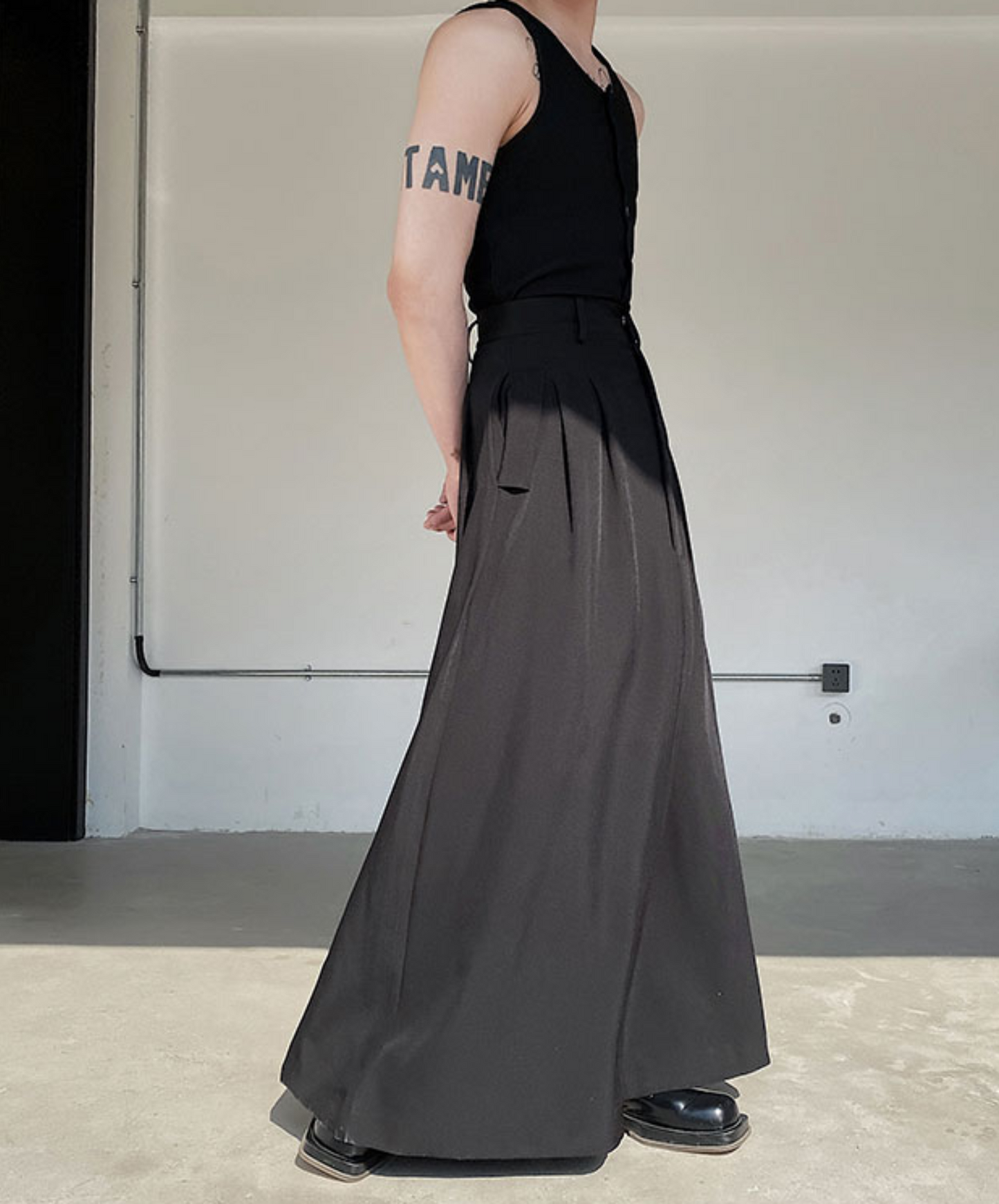 dark high waist long skirt EN779