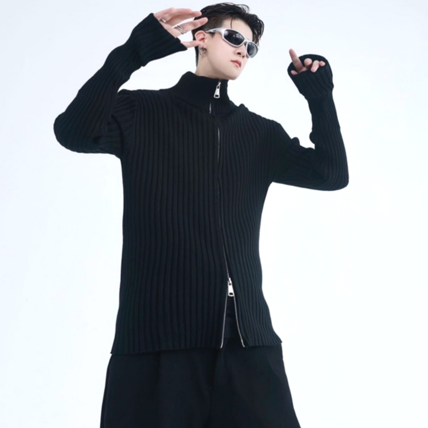 double zip turtleneck sweater EN293