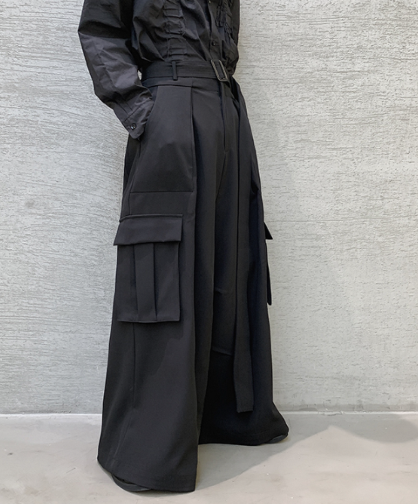 dark super wide flare pants EN643
