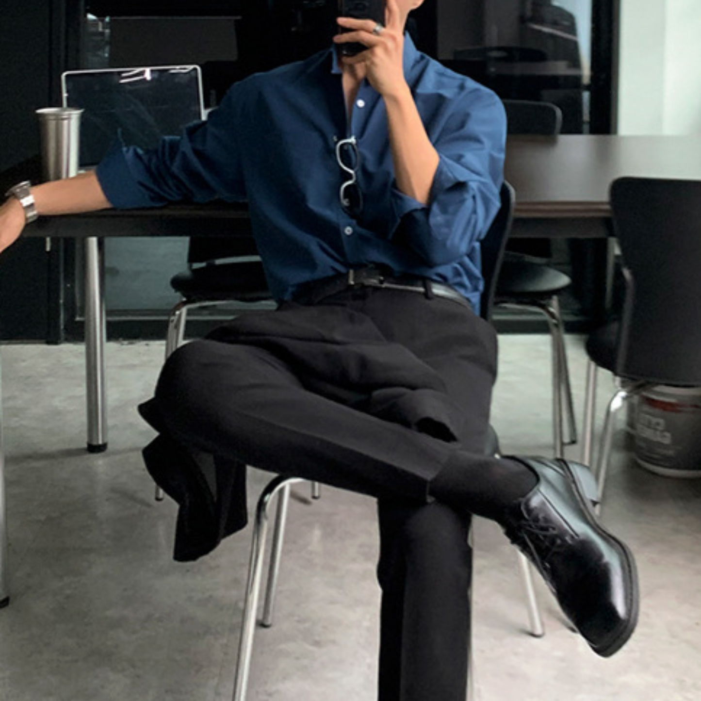 slim black slacks pants EN318