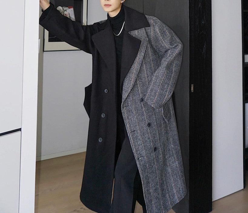 two-tone wool coat EN129