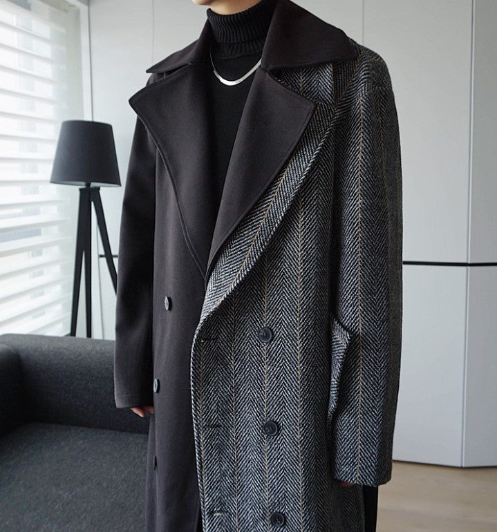 two-tone wool coat EN129
