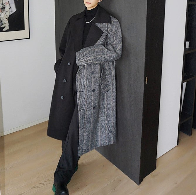 two-tone wool coat EN129