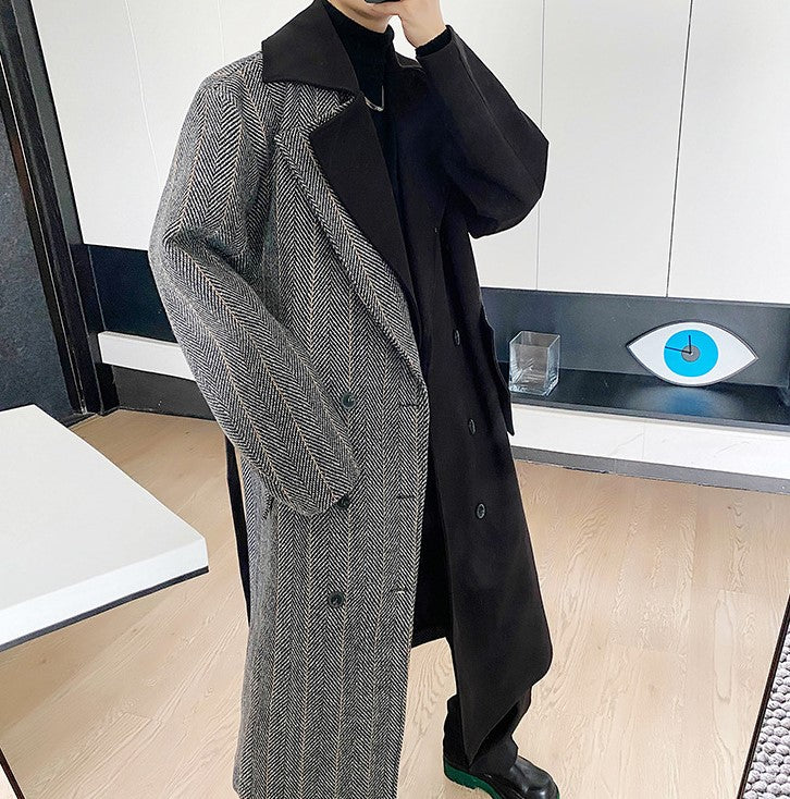 two-tone wool coat EN129