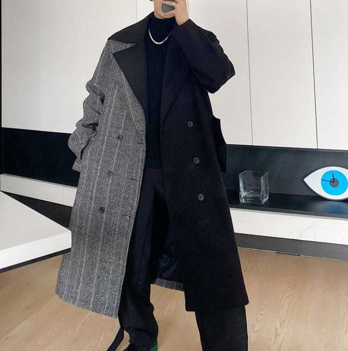 two-tone wool coat EN129