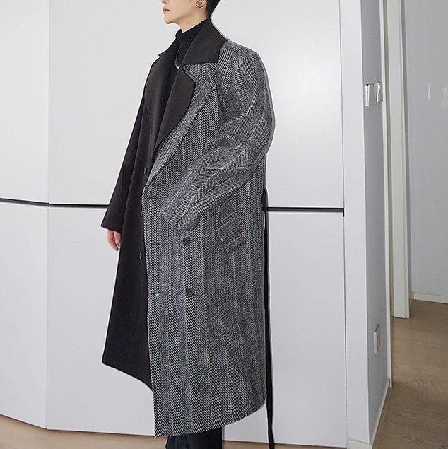 two-tone wool coat EN129