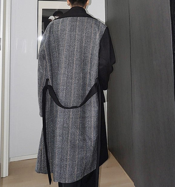 two-tone wool coat EN129