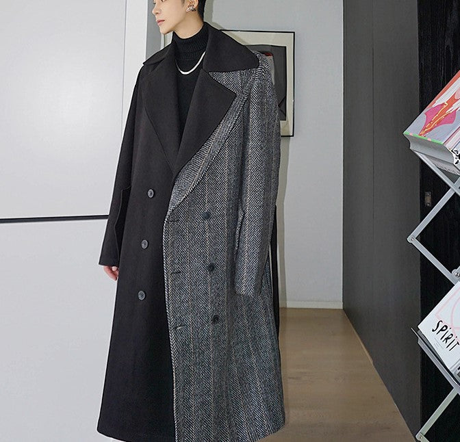 two-tone wool coat EN129