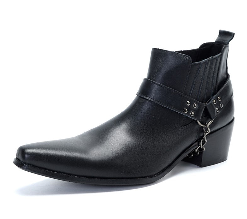 leather chain heel boots EN137