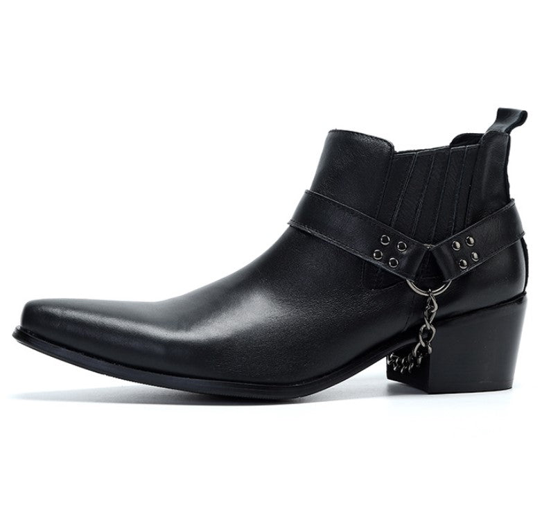 leather chain heel boots EN137