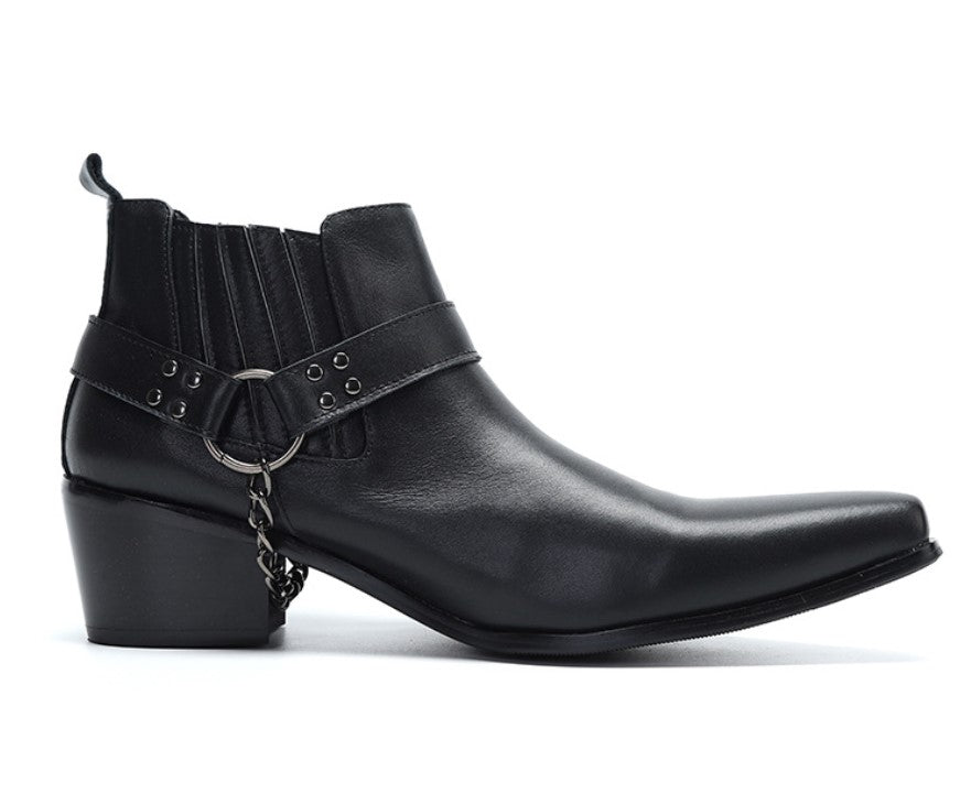 leather chain heel boots EN137