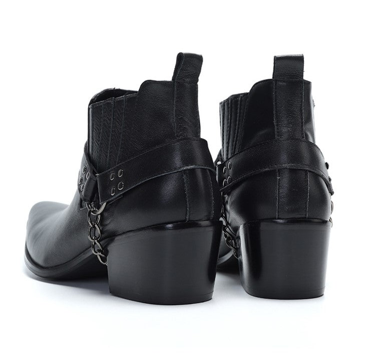 leather chain heel boots EN137