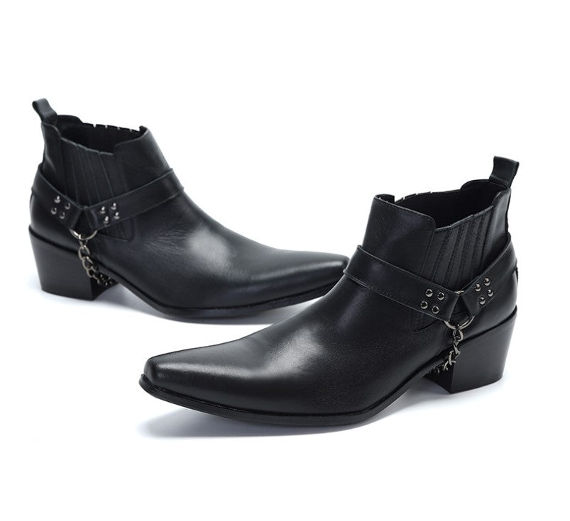 leather chain heel boots EN137