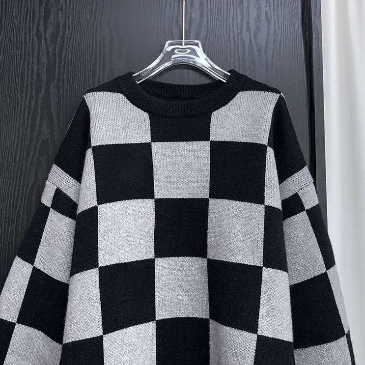 dark chessboard sweater EN077