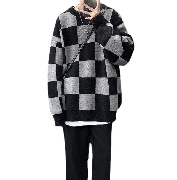 dark chessboard sweater EN077
