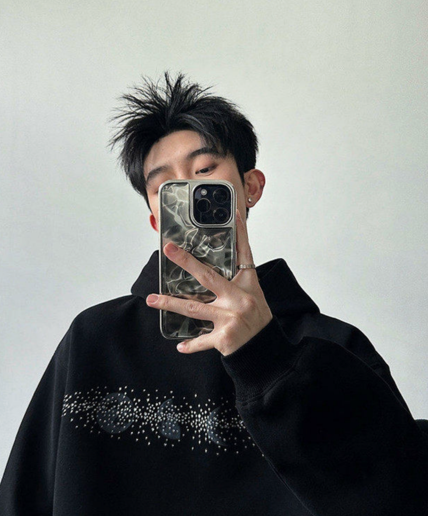 moon rhinestone loose hoodie EN2690