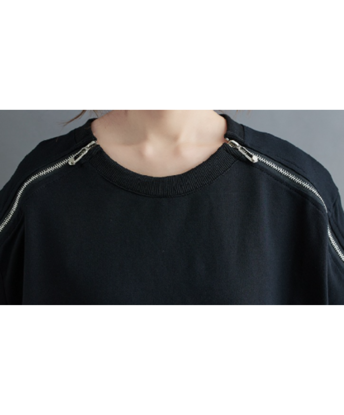 zip-detail side slits sweatshirt EN3217