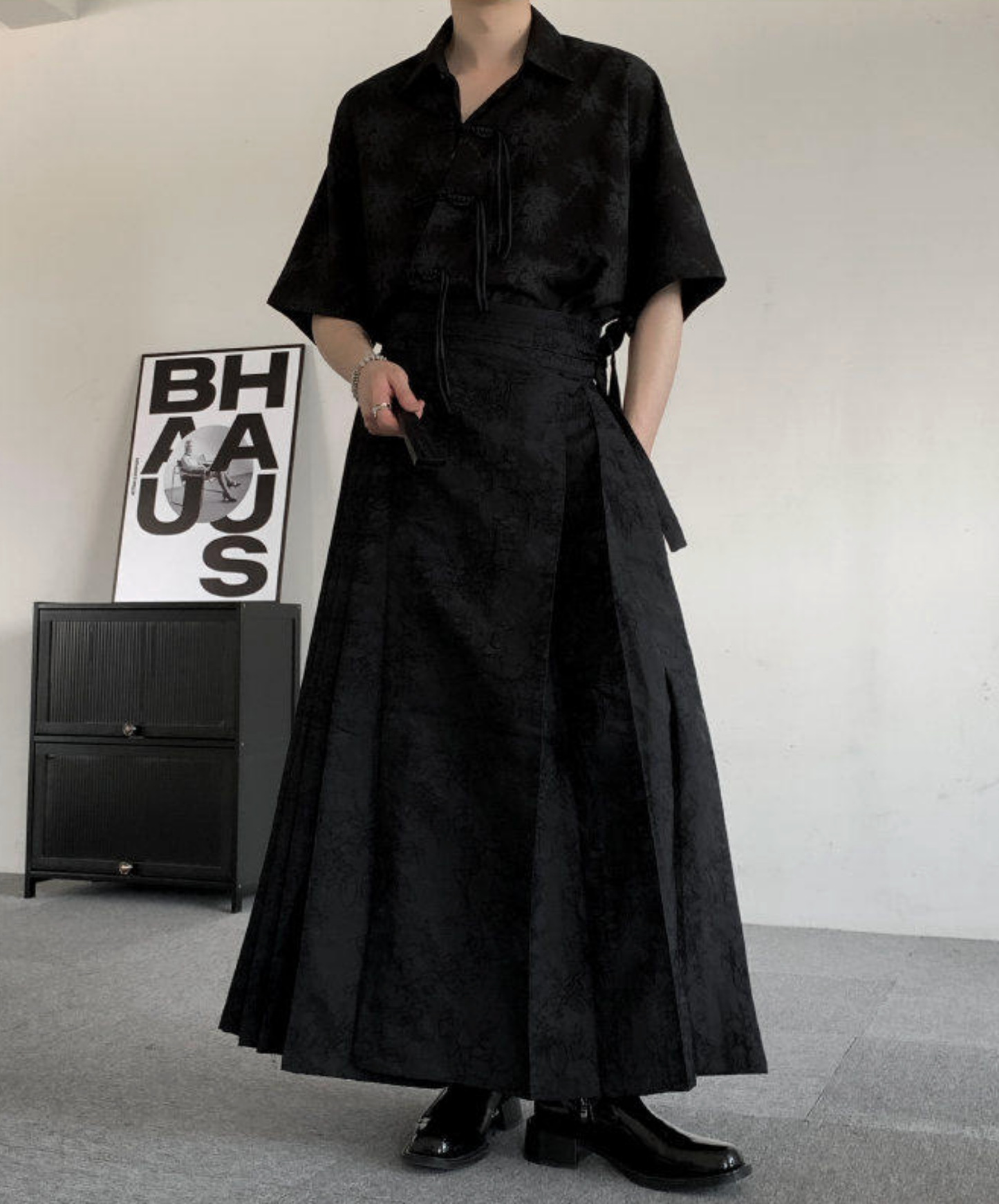 jacquard pleated loose fit skirt EN2705