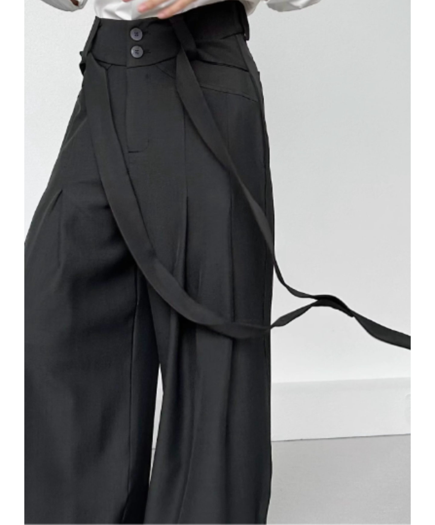 belt design straight casual slacks pants EN2964