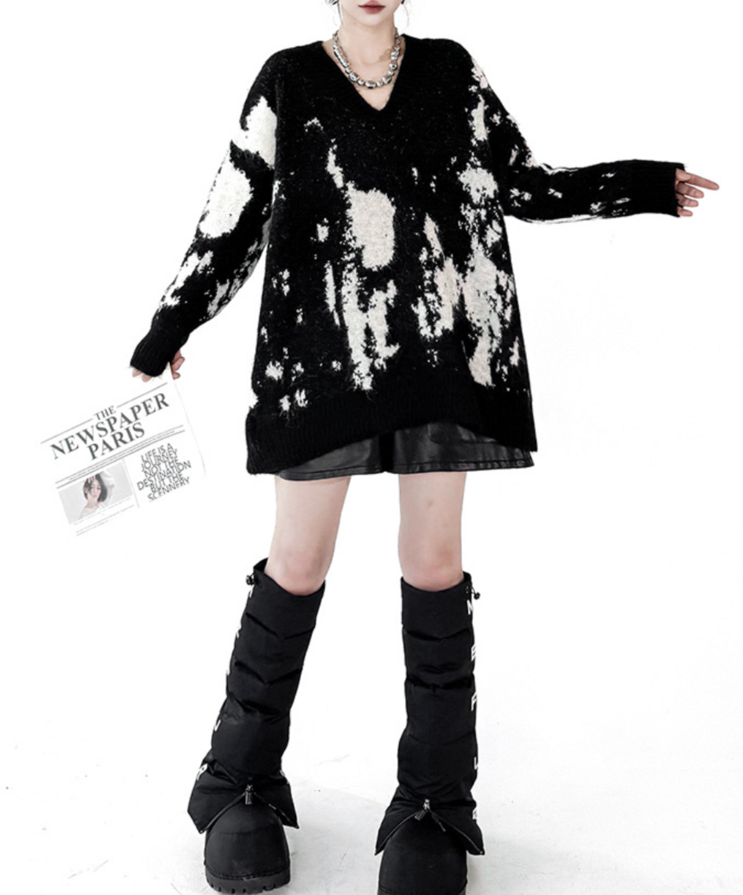 colorblock v-neck sweater EN2576