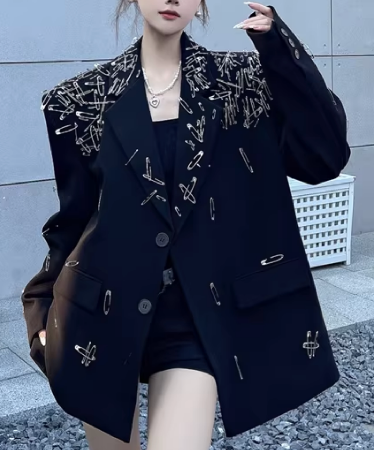 3d safety pin decoration jacket EN2828