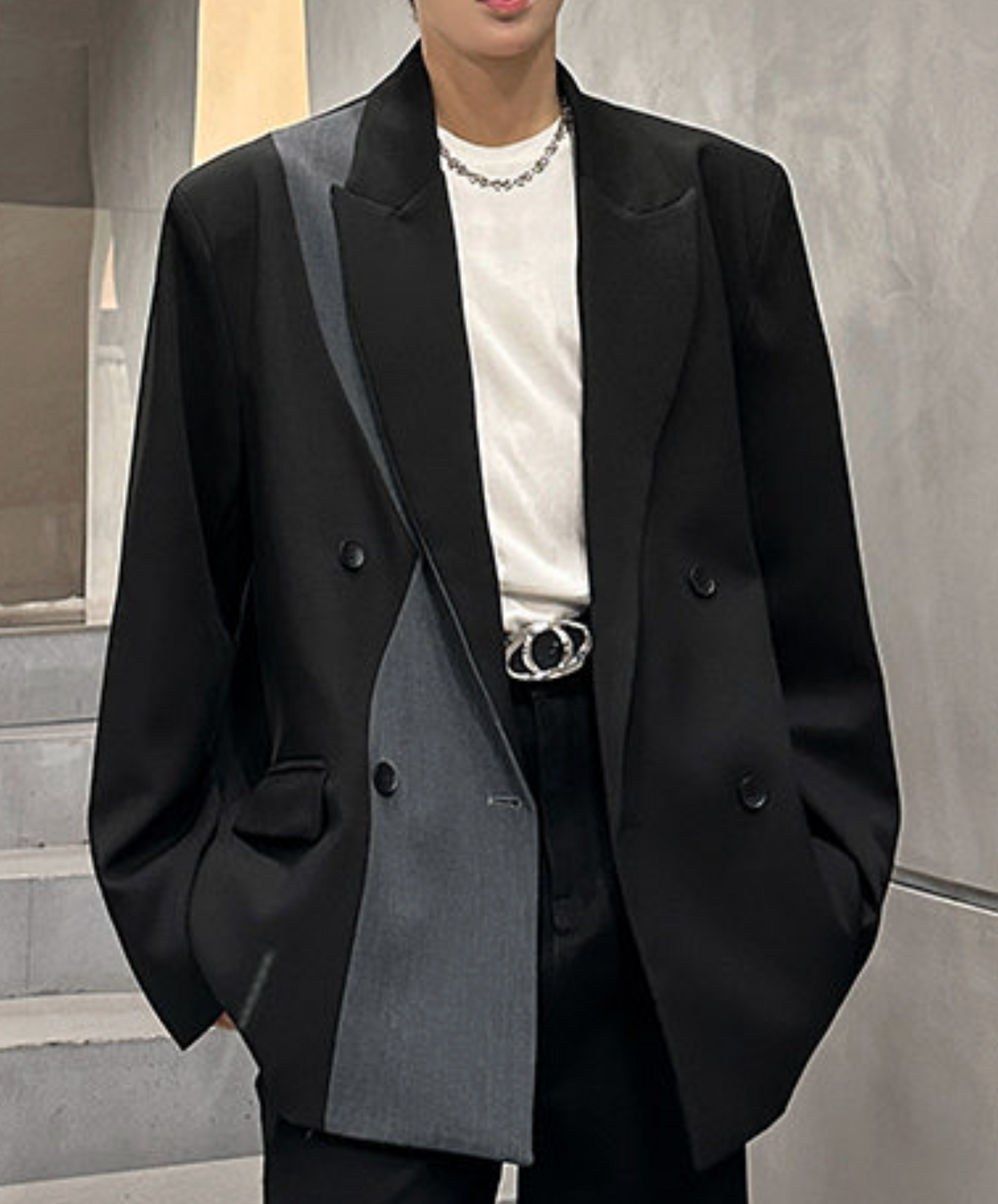 color block double breasted jacket EN2537