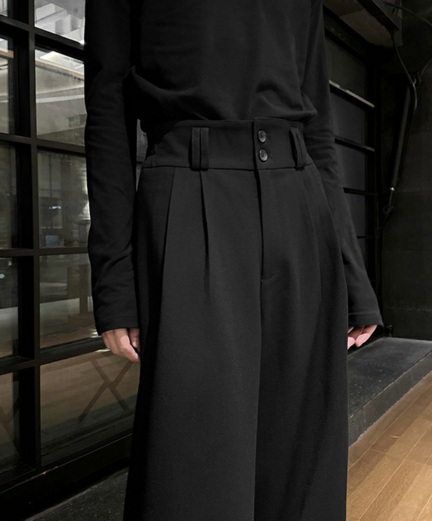 high-waisted draped straight wide pants EN2386
