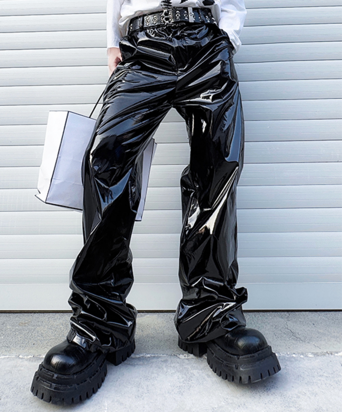 pu glossy casual pants EN2502