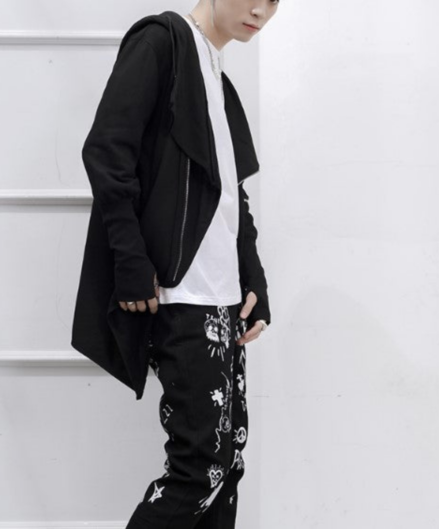 【style35】dark mode outfit set EN1292（ hoodie+ pants + boots set）