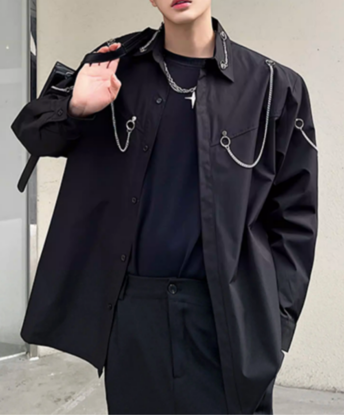korean-style chain decoration shirt EN2836