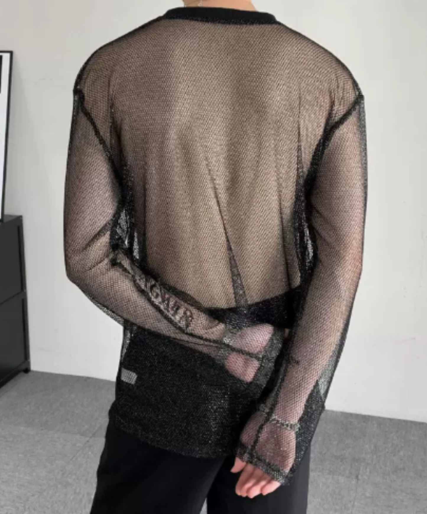 sheer mesh long-sleeve top t-shirt EN3064