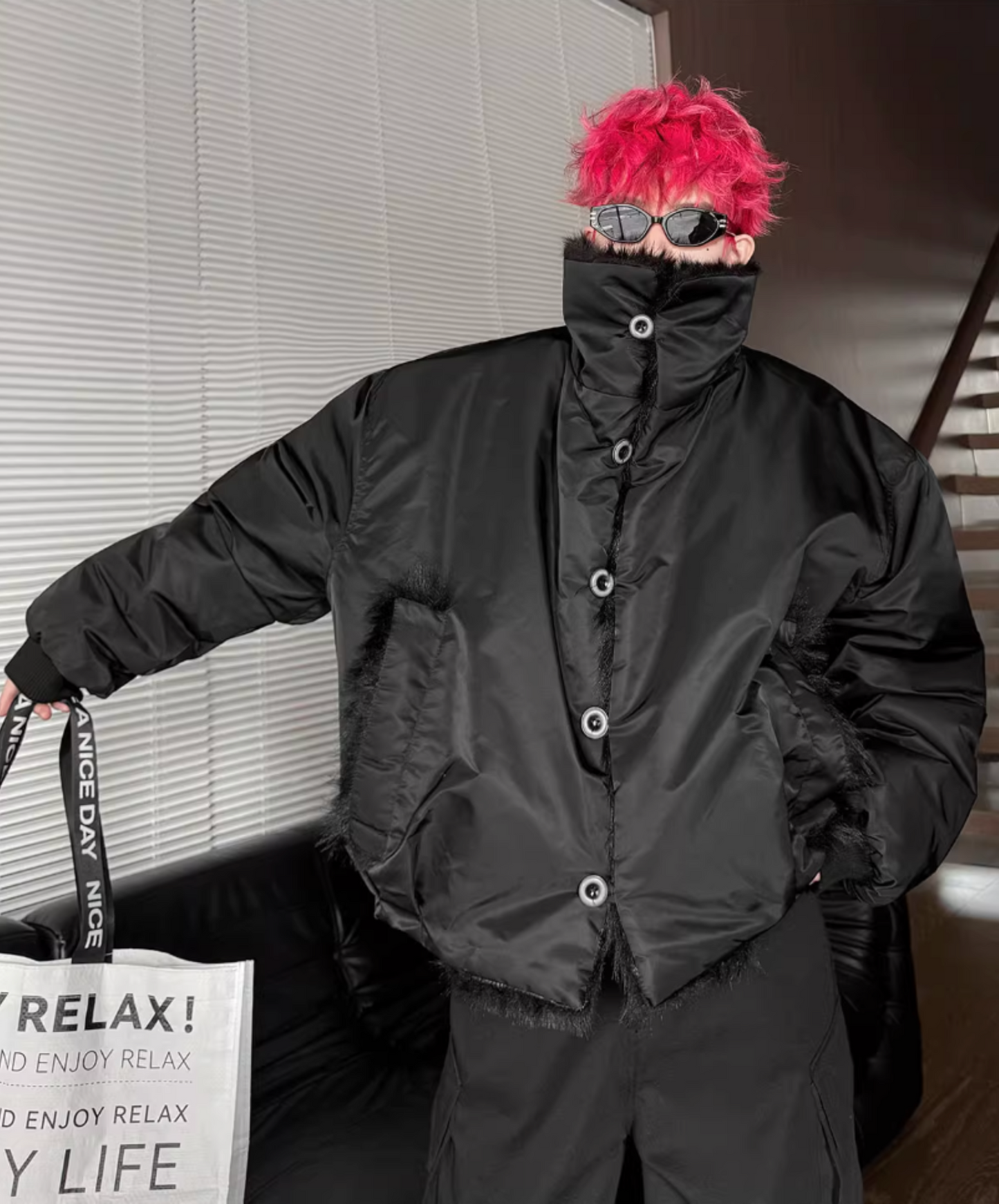 retro fur patchwork jacket EN2564