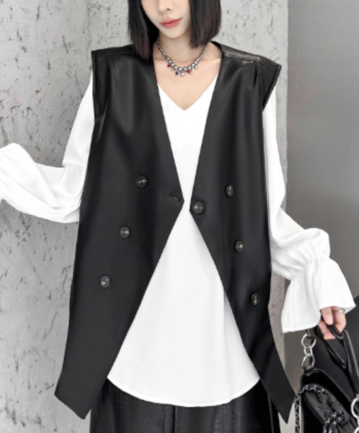 pu leather special silhouette vest EN2956