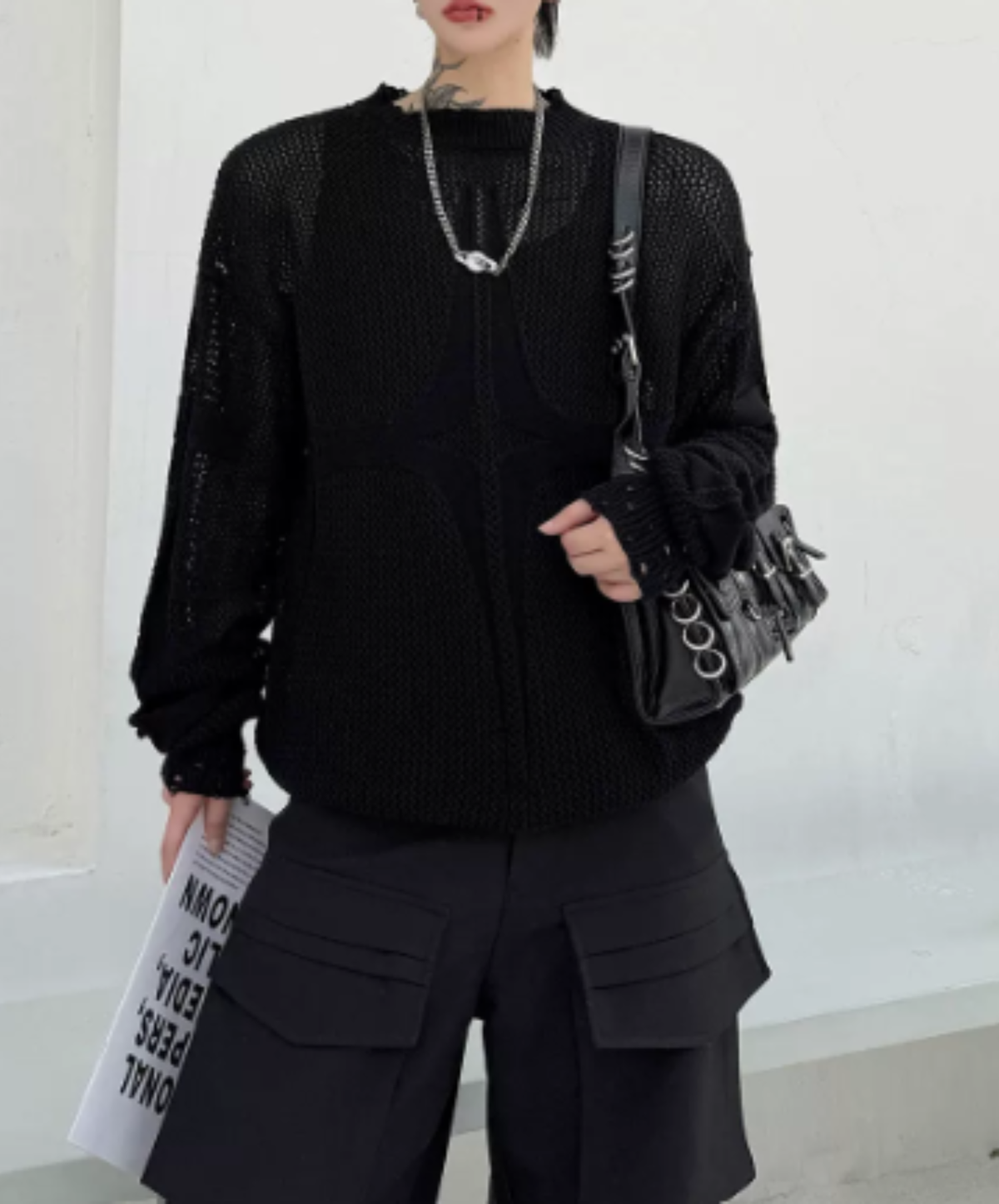 open-knit pattern with distressed finish sweater EN3206