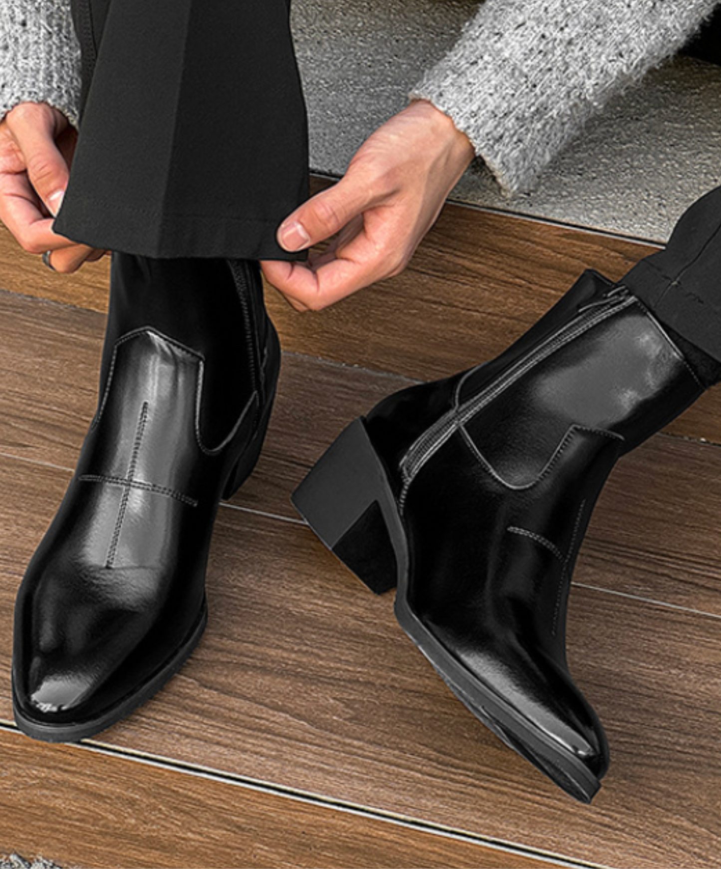 british style simple thick heels boots EN2501