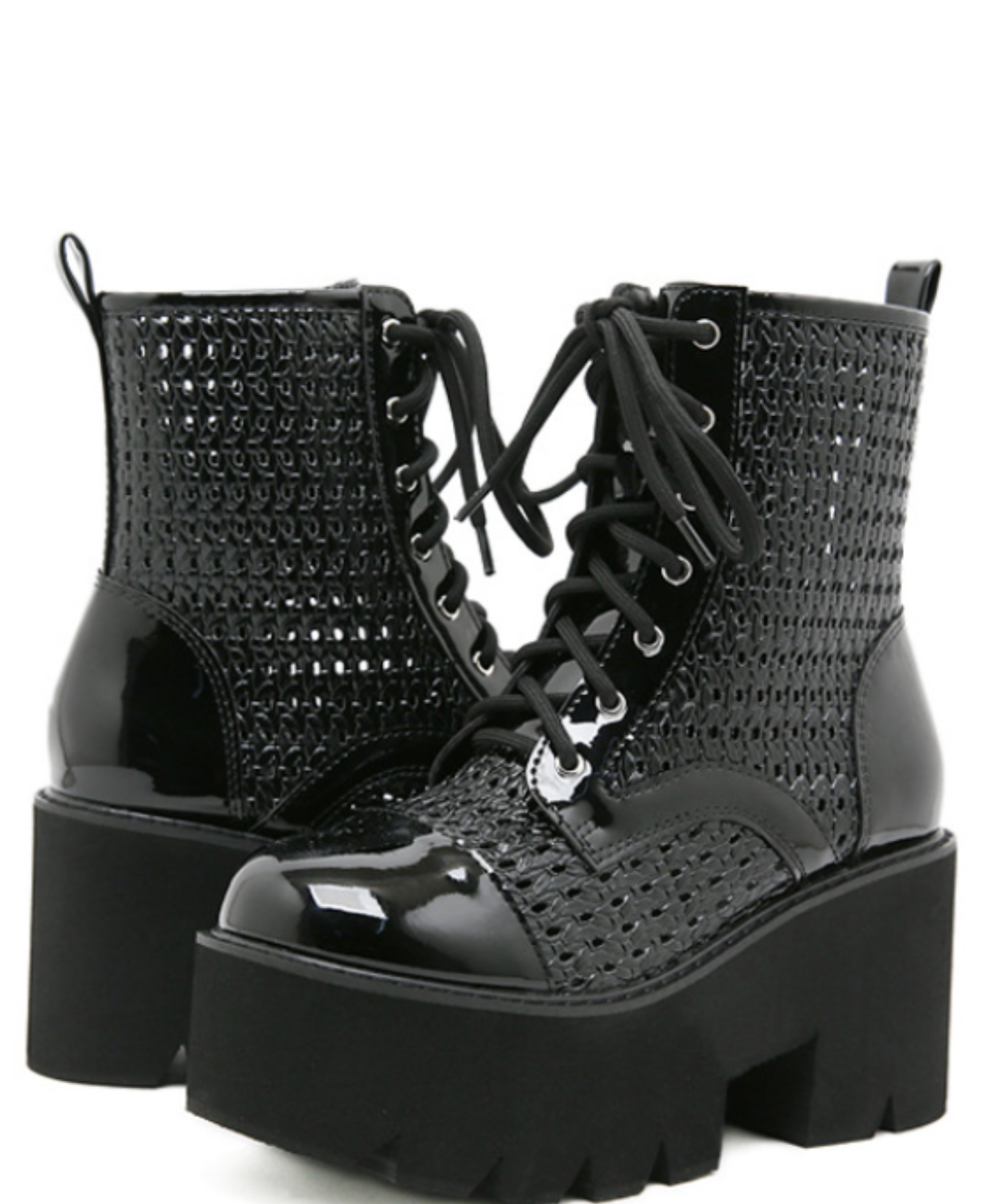 dark patchwork mesh boots EN2805